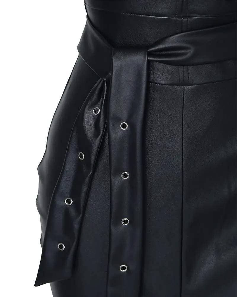 Kim Dipped in Leather Dress