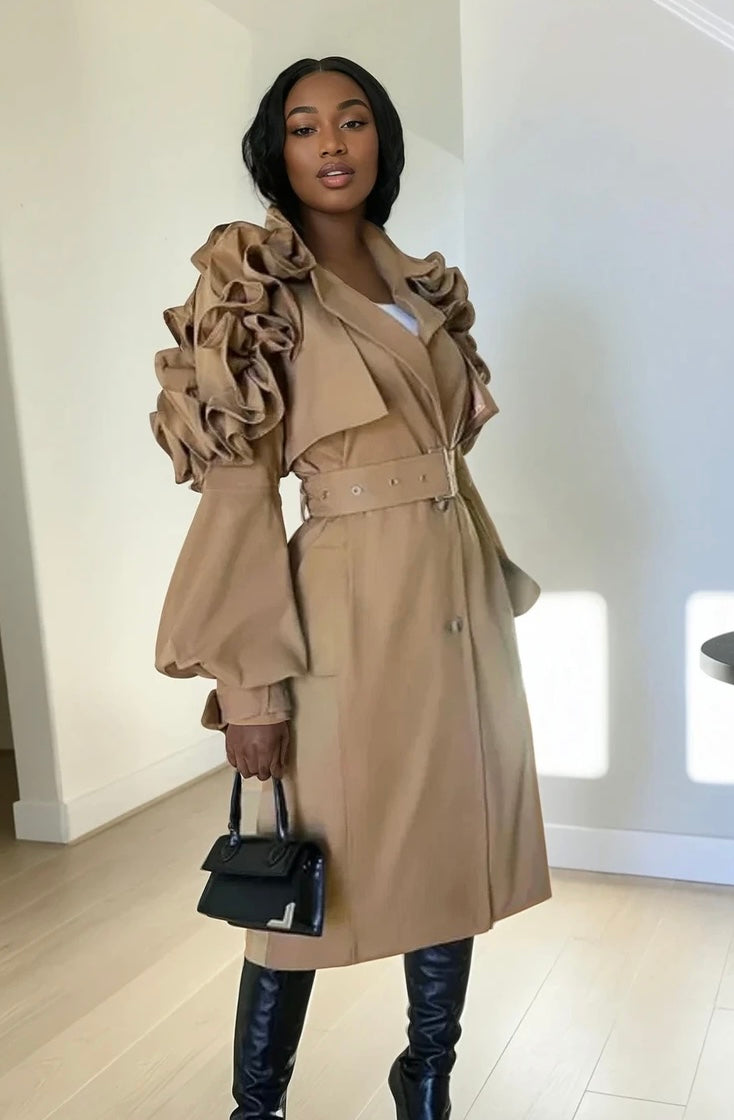 ALIYAH FLORAL SLEEVE TRENCH COAT