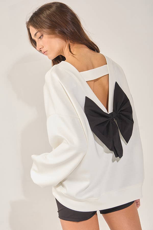 CeCe Bow-Back Oversized Sweatshirt