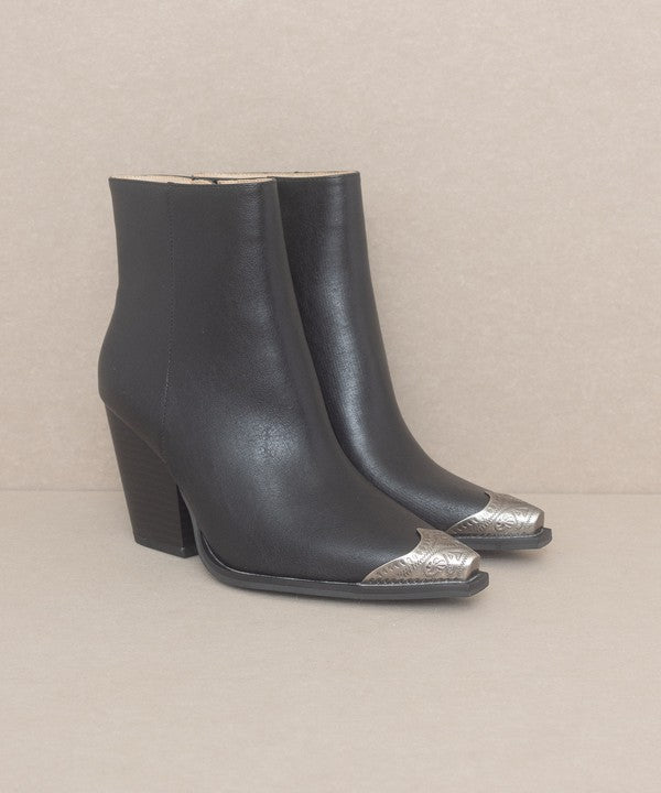 HIGH SOCIETY - Bootie with Etched Metal Toe