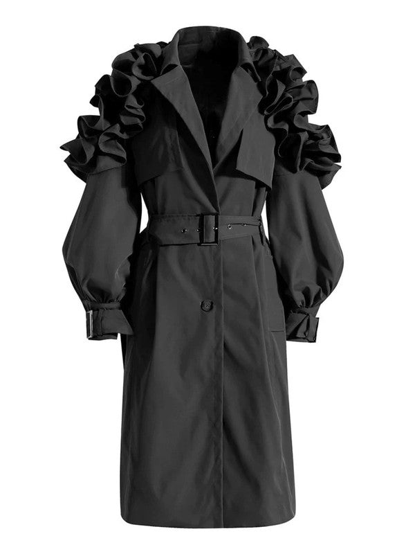 ALIYAH FLORAL SLEEVE TRENCH COAT