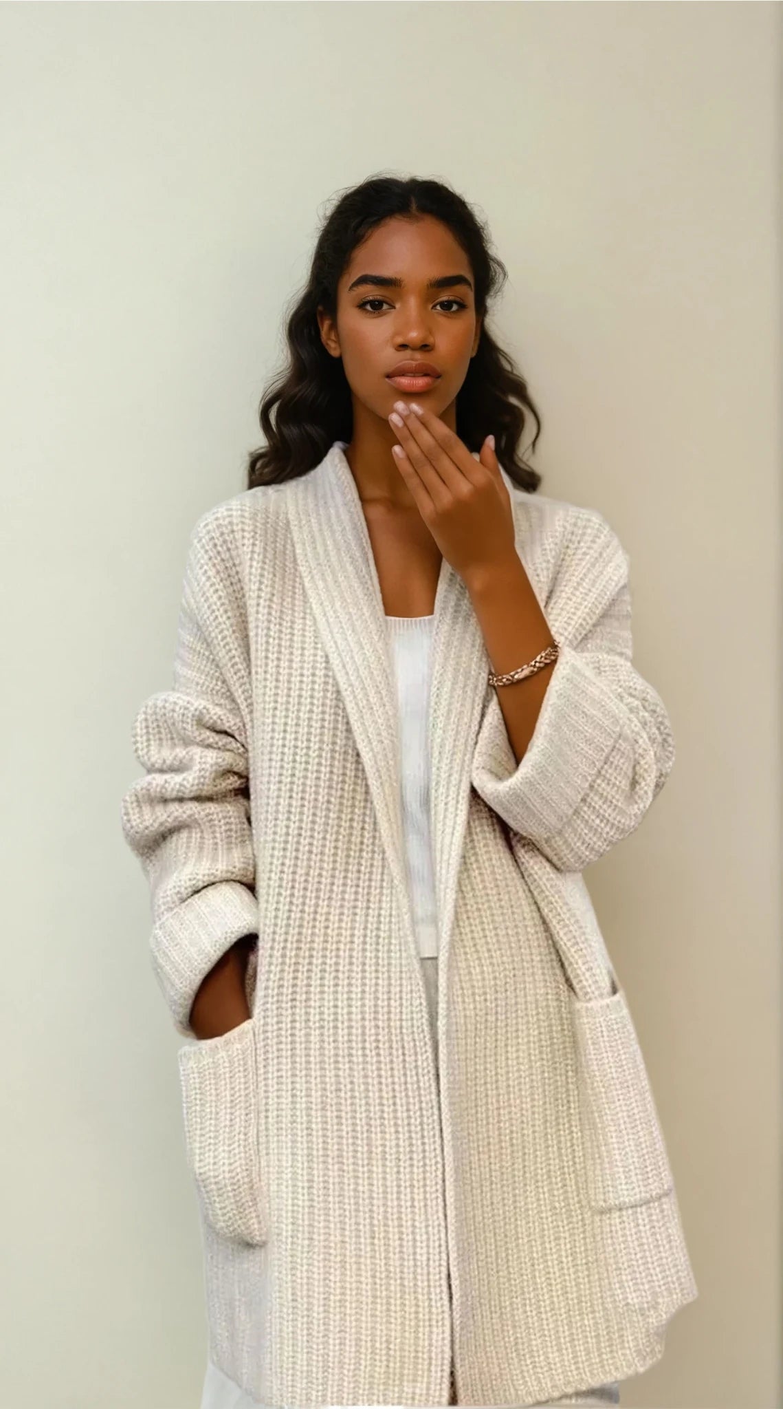 Knit cardigan with pockets