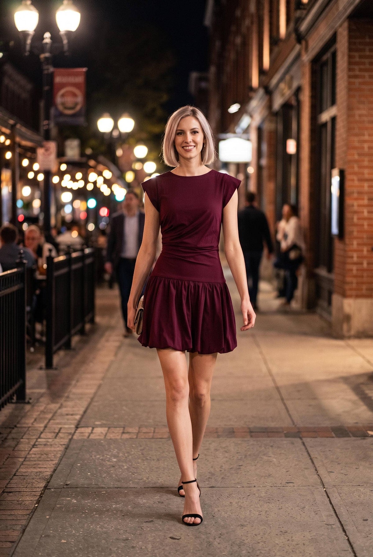 Champagne Bubble Hem Dress