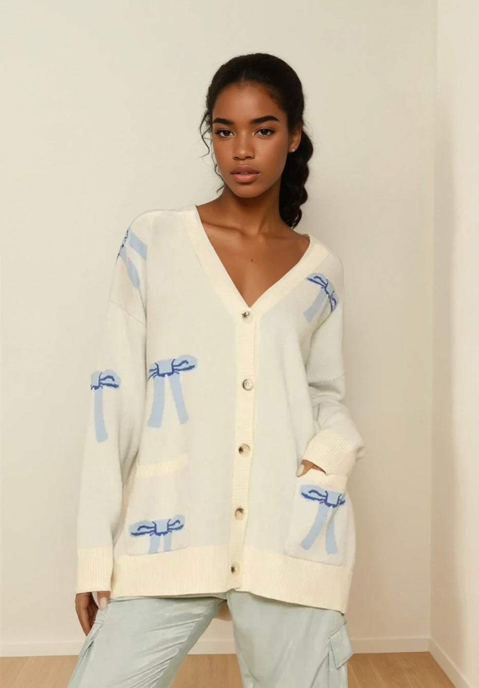 All over bow knit cardigan
