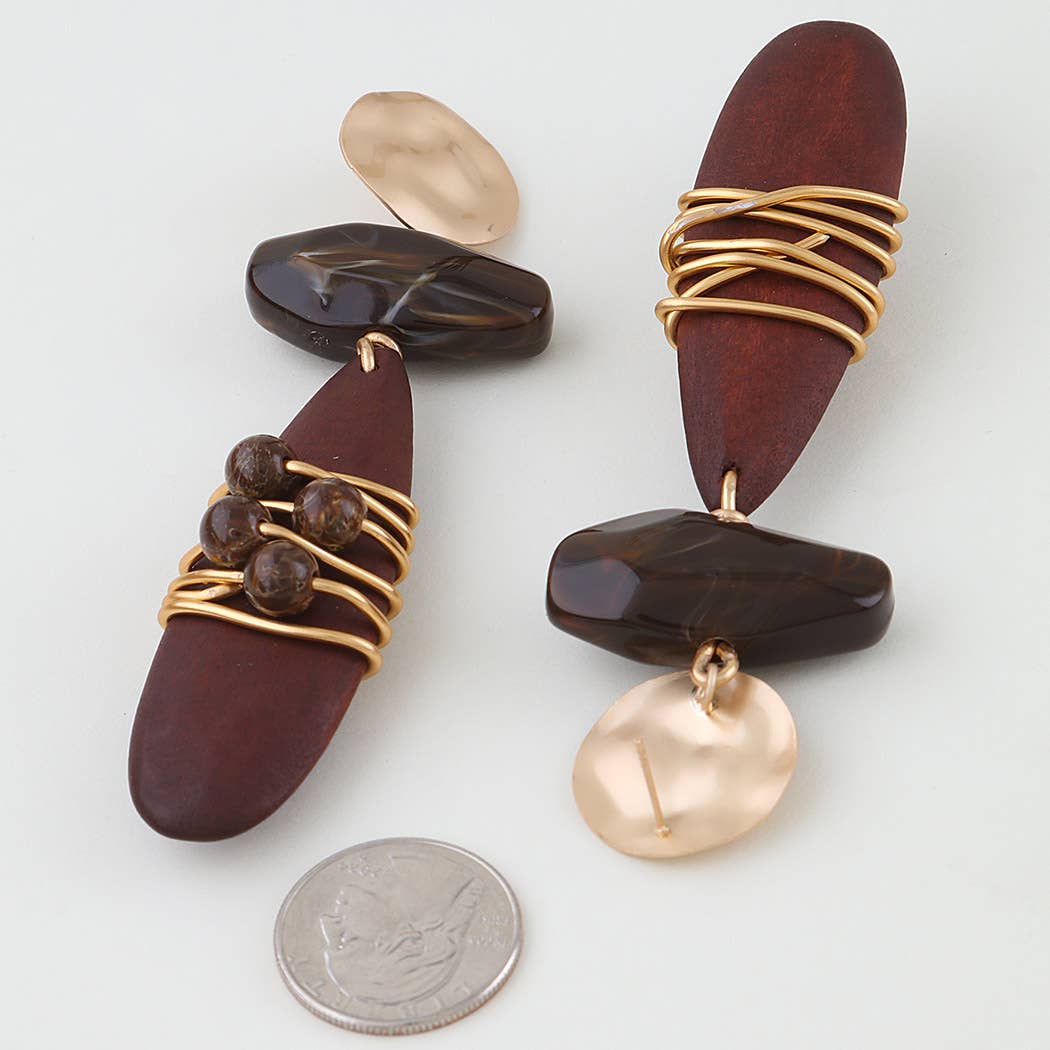 Modern Geometric Beaded Drop Earrings
