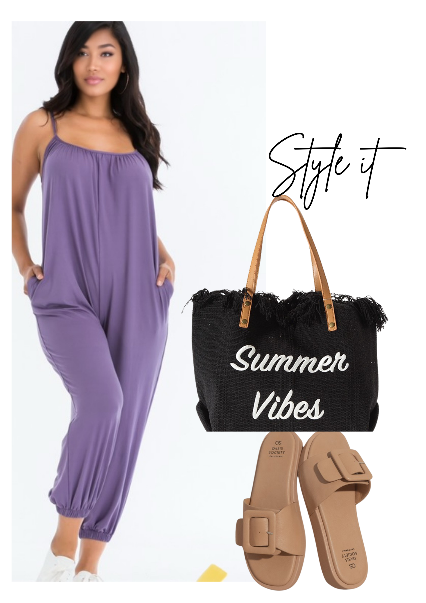 Yasmina Spaghetti strap solid jumpsuit