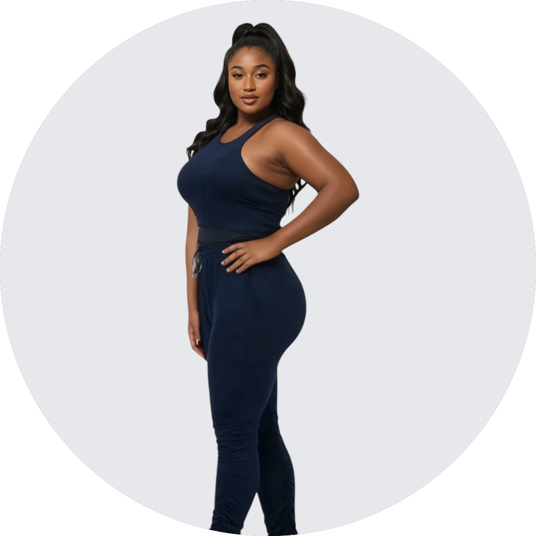 Plus Size Crop Tank Top & Ruched Pants Set