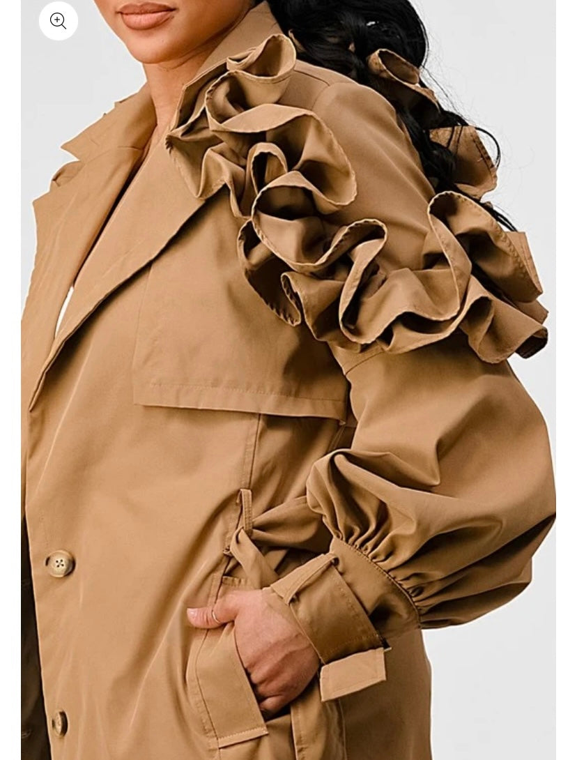 ALIYAH FLORAL SLEEVE TRENCH COAT