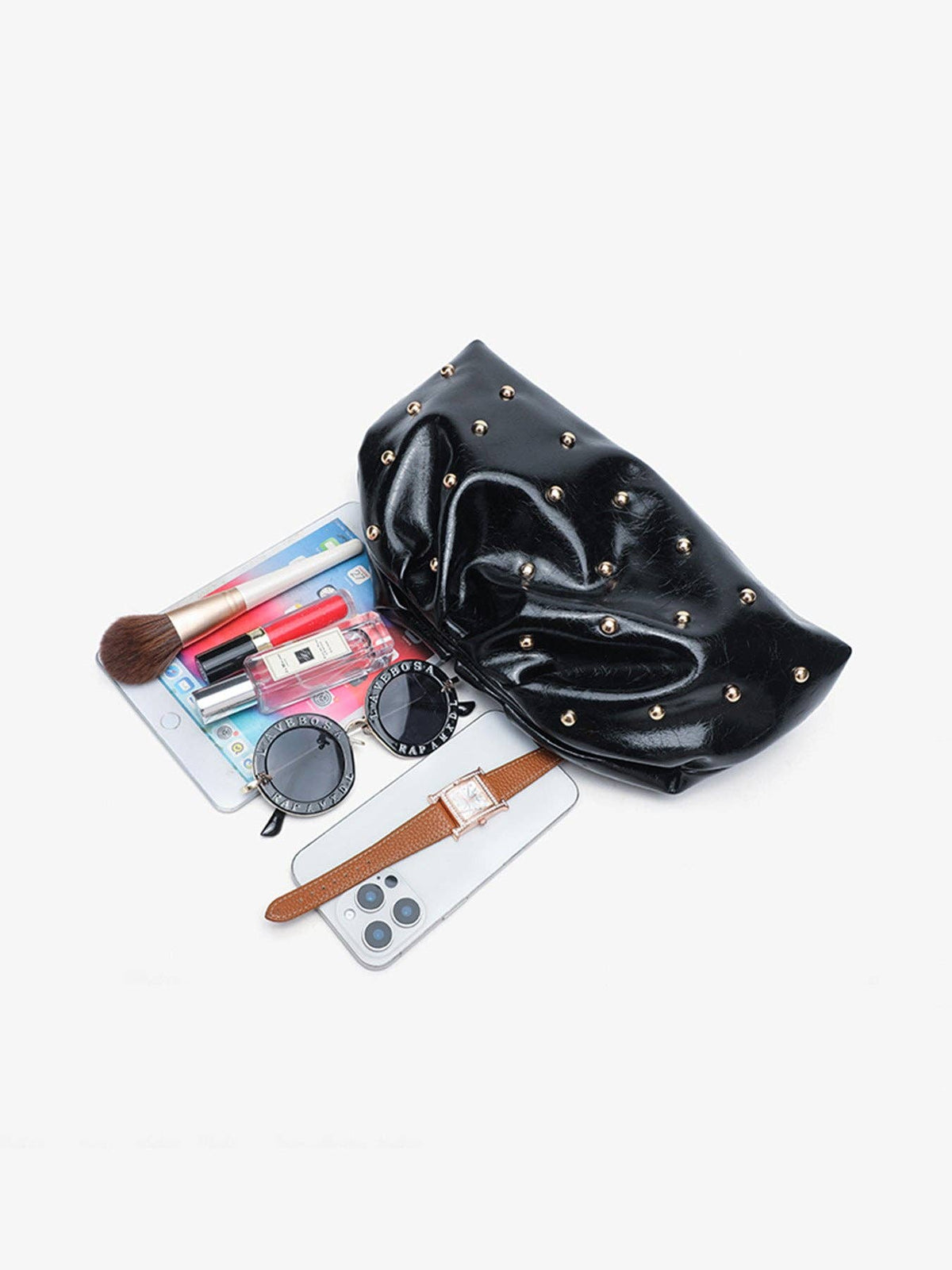Studded Rouched Evening Handbag