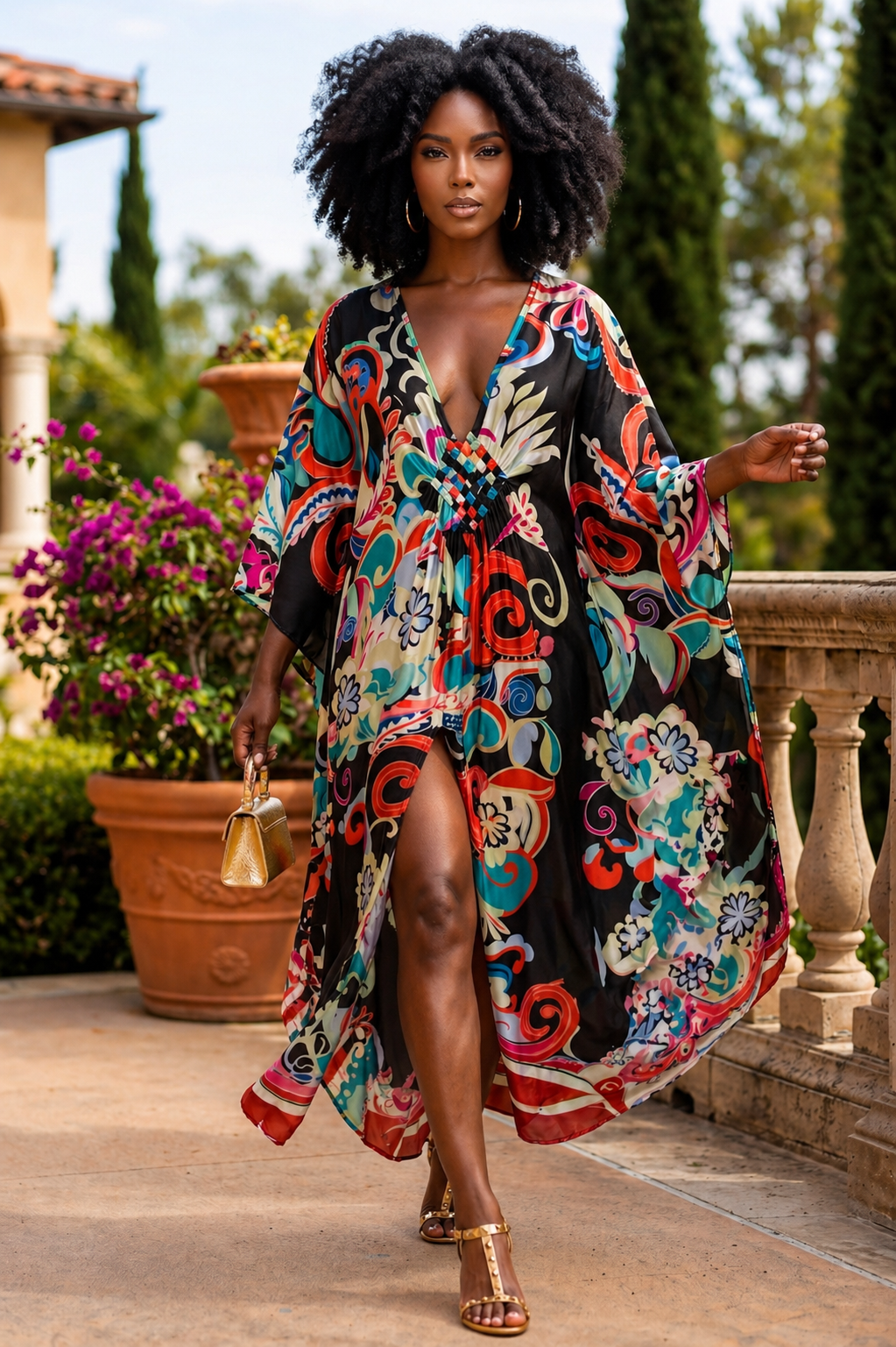 sheer dress floral Scroll Print Kaftan – Essence and Solomon tag-madison-model Coast Women's Honoured Petite yacht For styling Color:Set 4