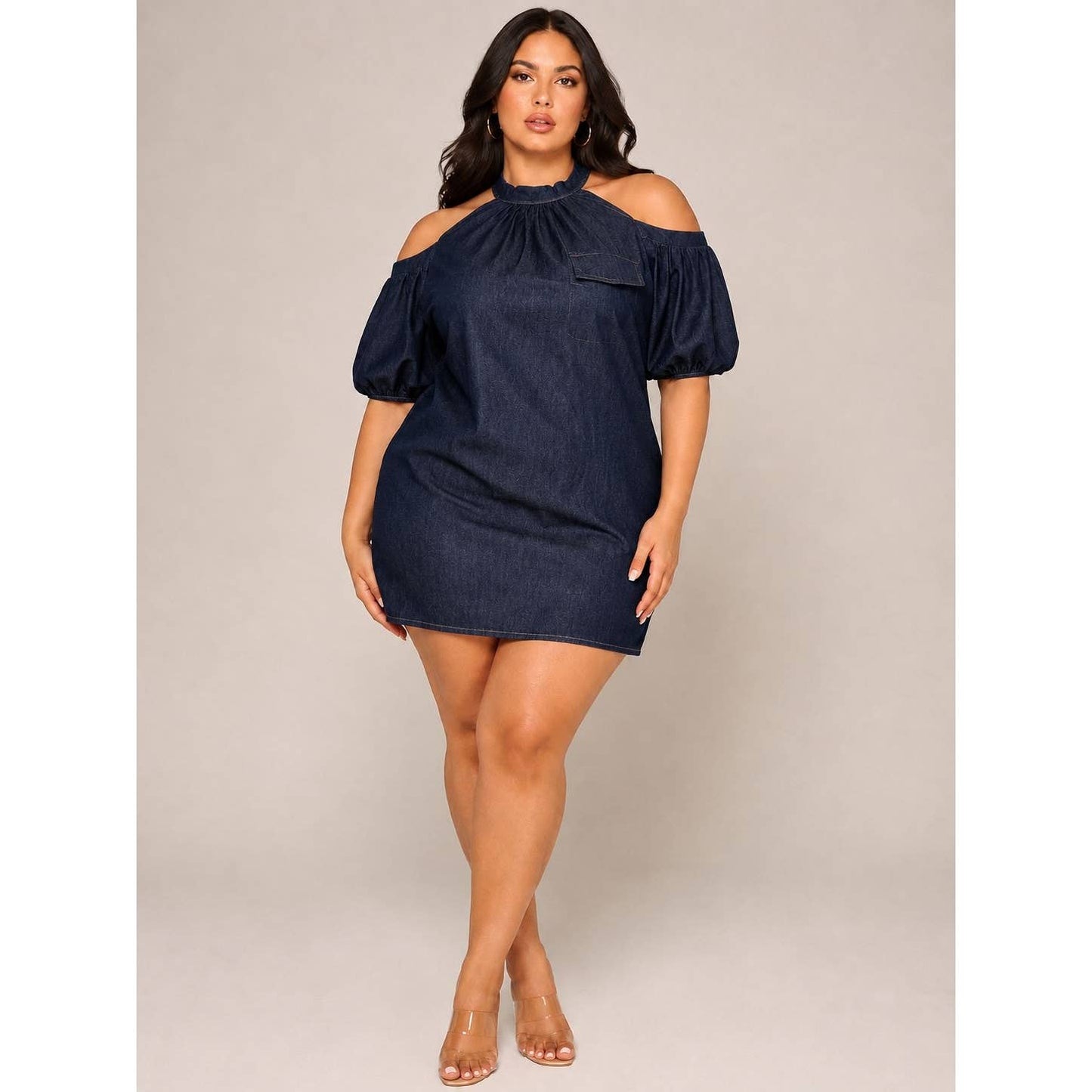 Arlyce Chambray Cold Shoulder Dress