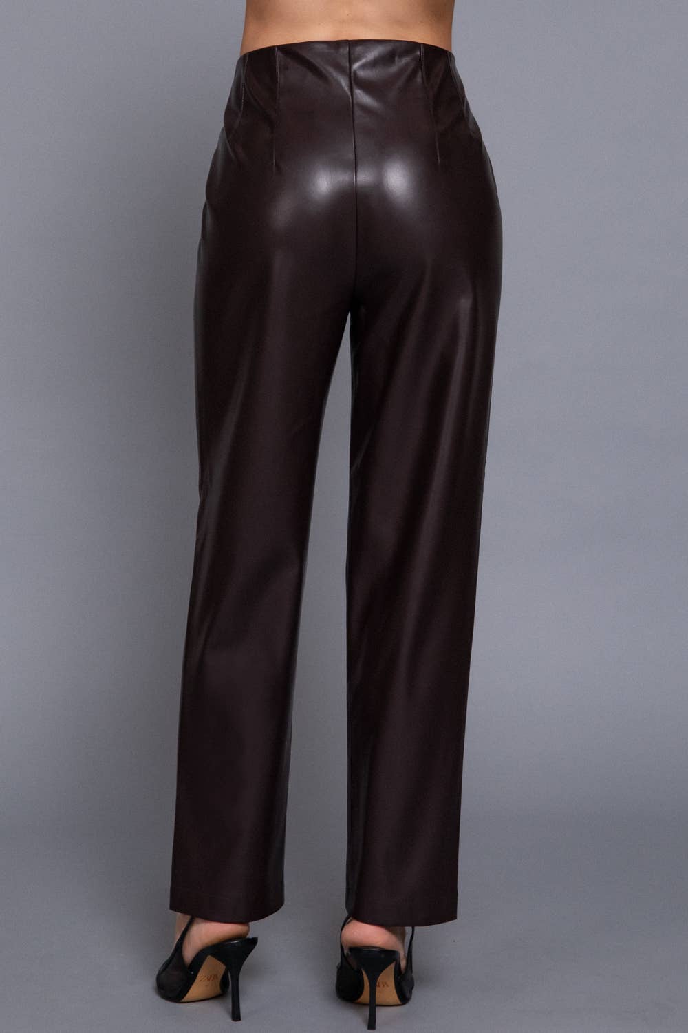 Monaco Hight Waist Slim Fit Vegan Leather Long Pants