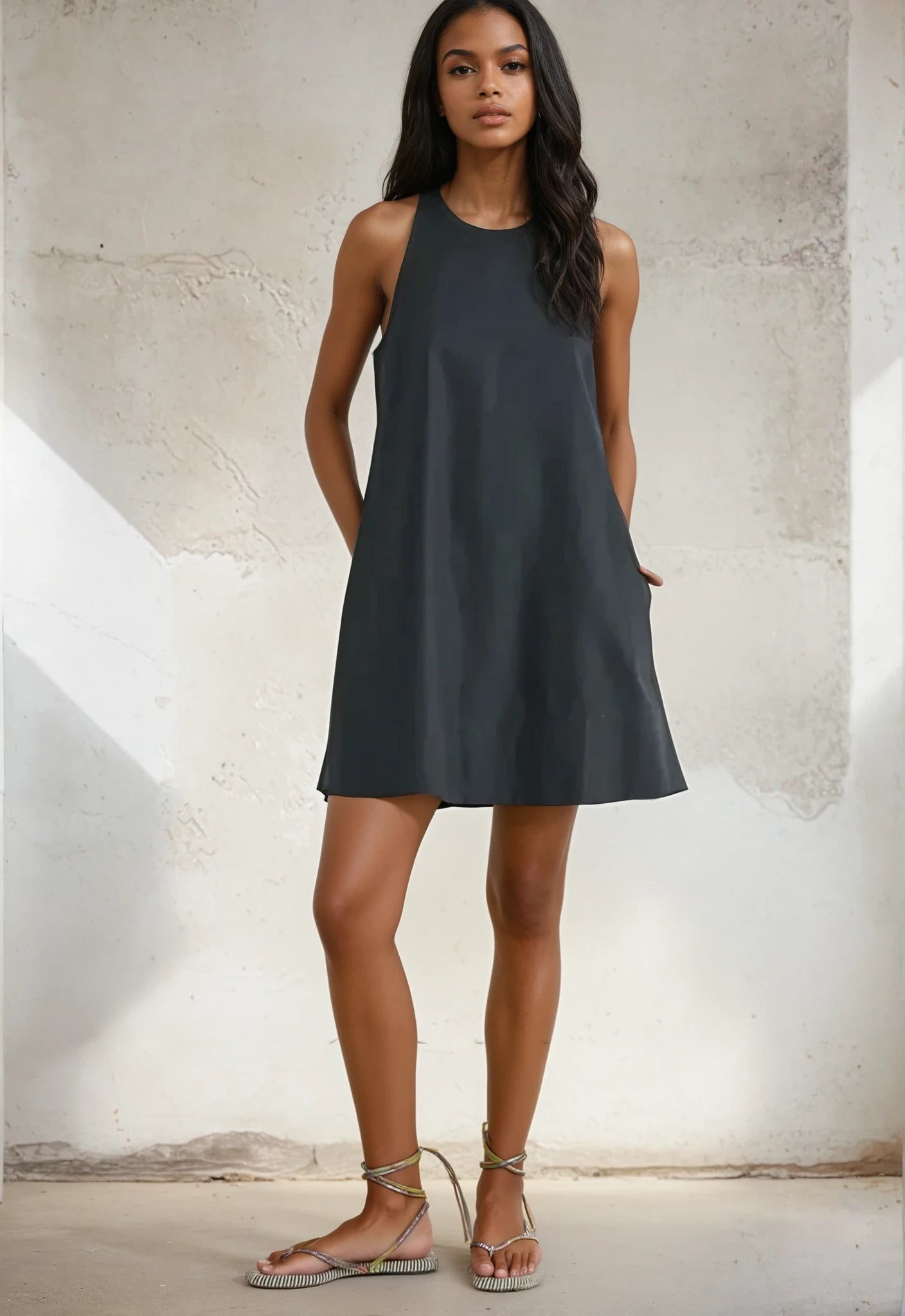 Monica Navy Blue Sleeveless Dress