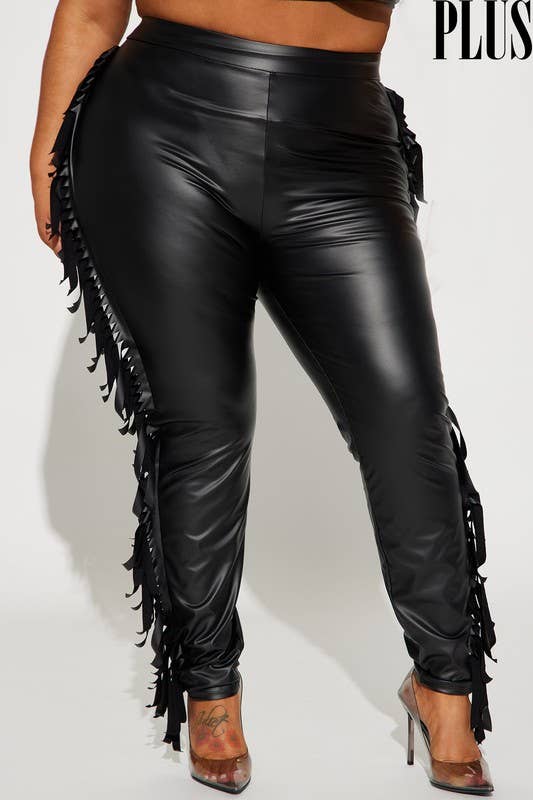 Toni Faux Leather Fringe Side Leggings