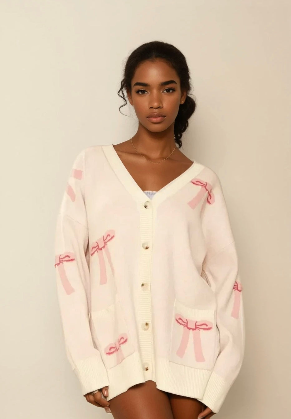 All over bow knit cardigan