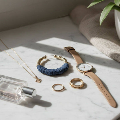 Denim & Gold Earrings