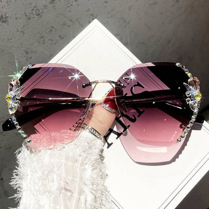 Trendy UV400 Polygon Sunglasses With Rhinestones