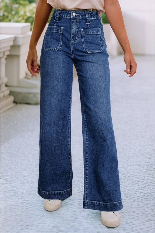Monica Wide Leg Pocketed High Waist Jeans