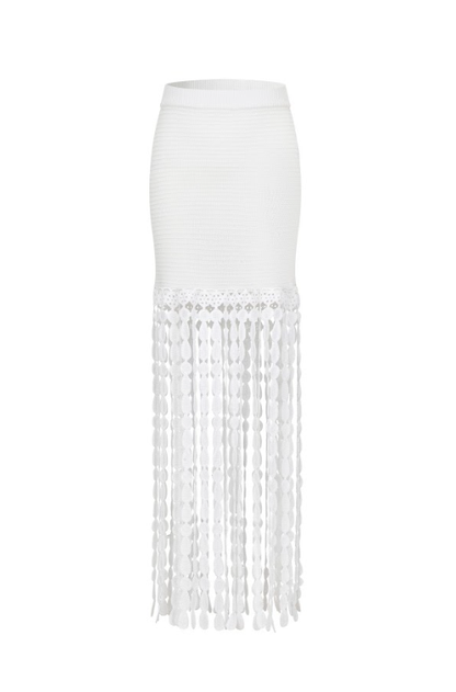 Knit Skirt with Fringe Detail
