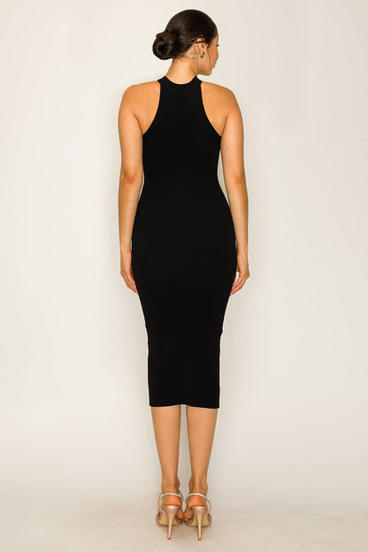 Brittany Keyhole Front Knit Bodycon Midi Dress