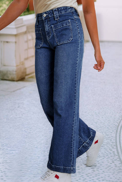 Monica Wide Leg Pocketed High Waist Jeans