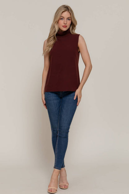Danila Sleeveless Turtle Neck Soft Knit Top
