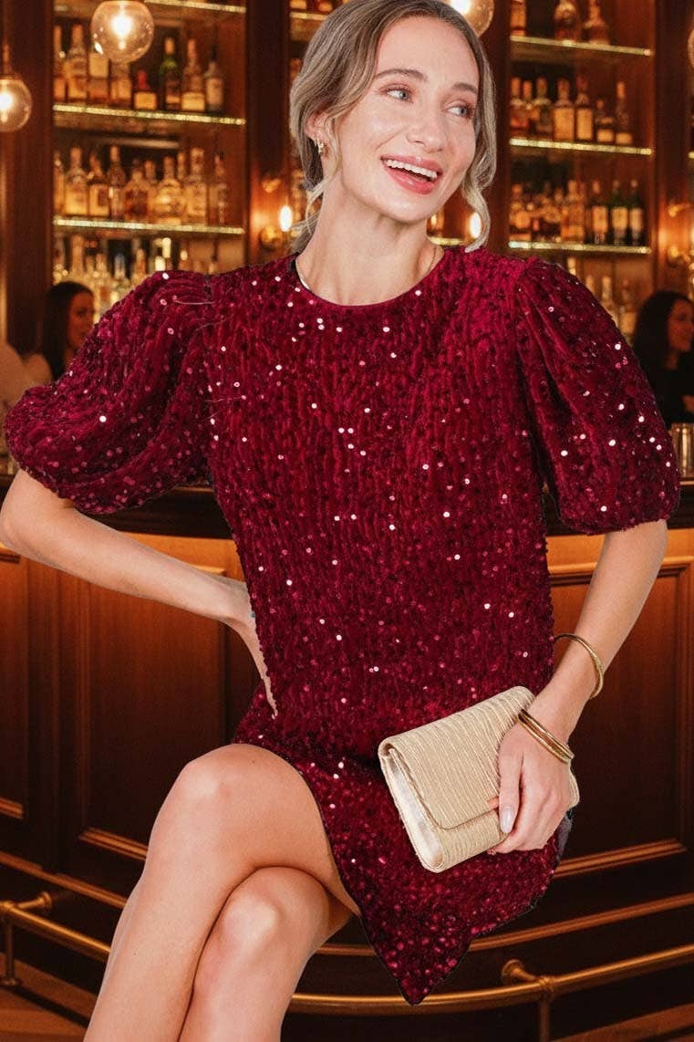 Velvet Sequin Accent Baby Doll