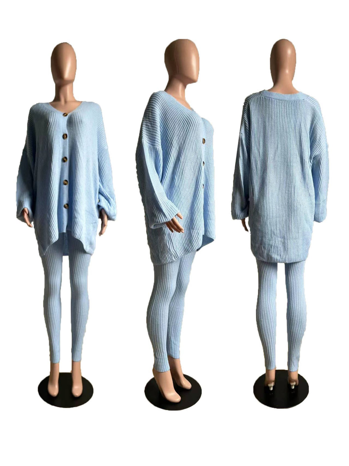 Tabitha Long-sleeved knitted sweater legging suits set 2pcs