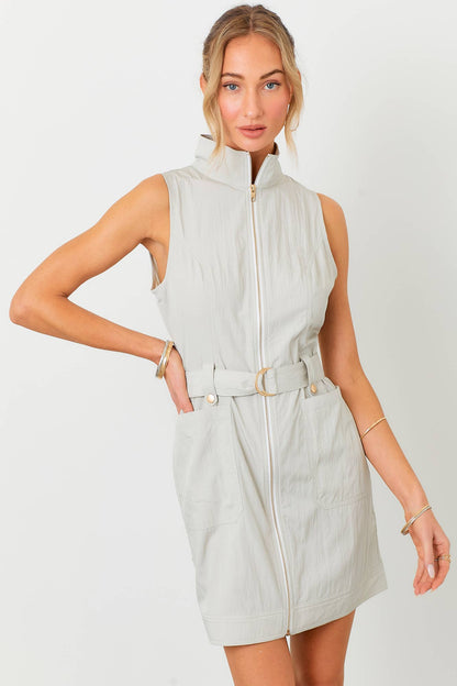 Sleeveless Utility Belted Mini Dress