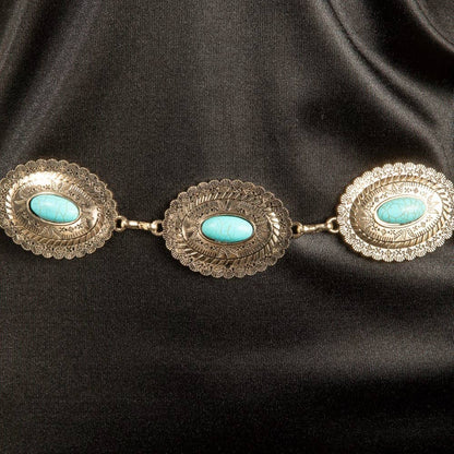 Western Turquoise Oval Concho Chain Belt