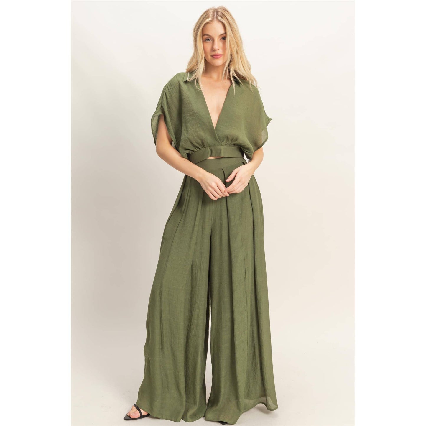 Breezy Collared Wrap Top