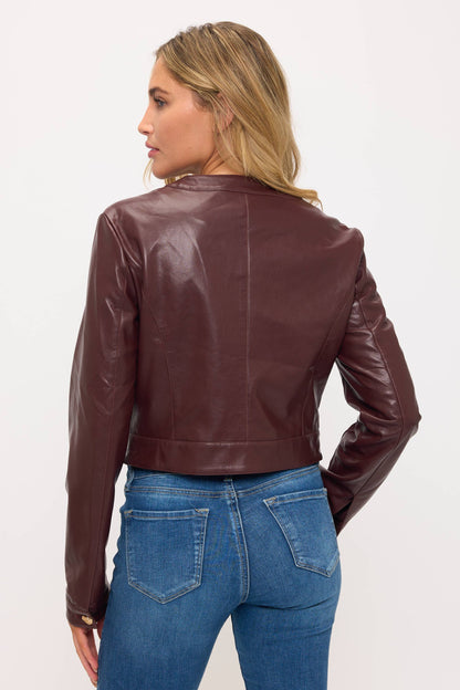 Cropped Vegan Leather Jacket by Coalition