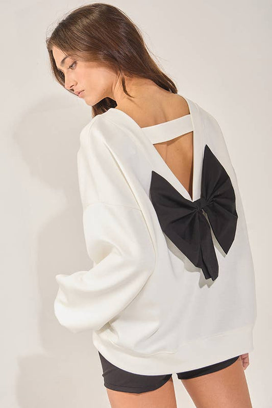 CeCe Bow-Back Oversized Sweatshirt