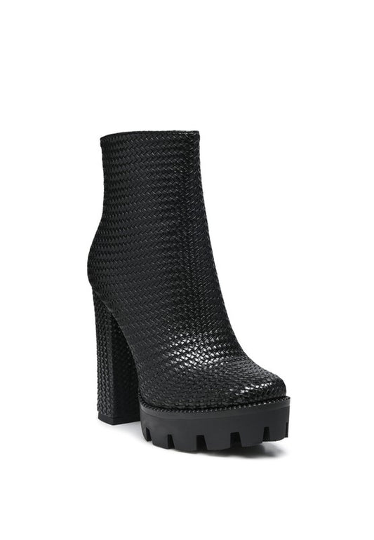 London Rag Solid Textured Block Heeled Boot