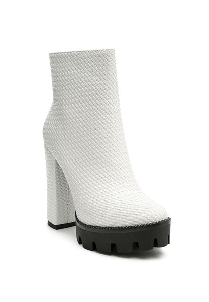 London Rag Solid Textured Block Heeled Boot