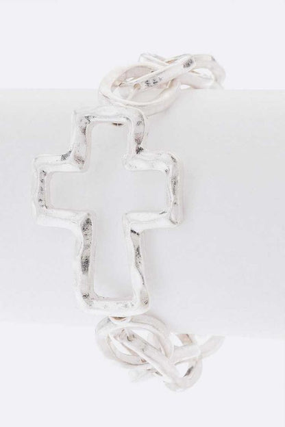 Hammer Cross Charm Stretch Chain Bracelet