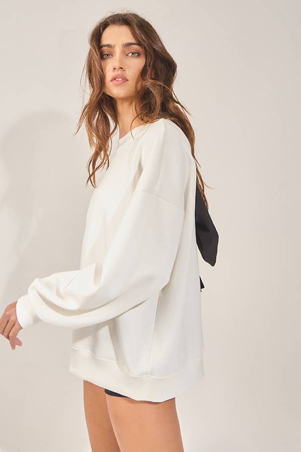 CeCe Bow-Back Oversized Sweatshirt