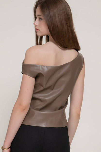 Asymmetric Faux Leather Top by  Activity Basic