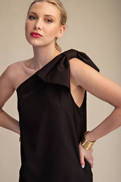 Bow One Shoulder Mini Dress