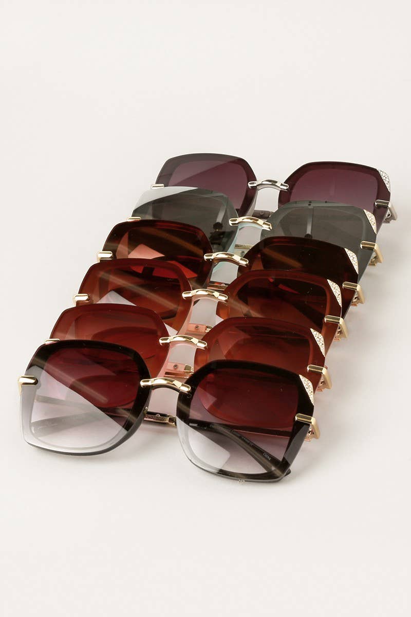 Women's Square Sunglasses with Rhinestone