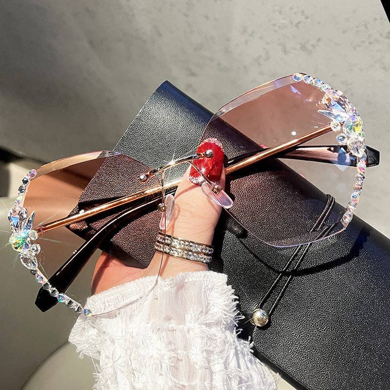 Trendy UV400 Polygon Sunglasses With Rhinestones