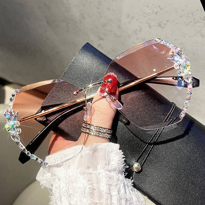 Trendy UV400 Polygon Sunglasses With Rhinestones