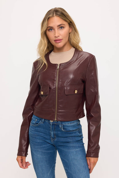 Cropped Vegan Leather Jacket by Coalition