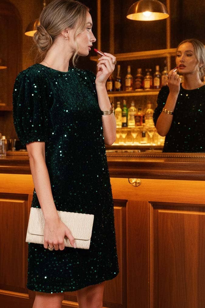 Velvet Sequin Accent Baby Doll