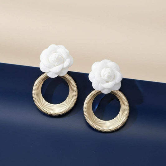 White Rose Earrings