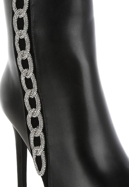 Kalina Rhinestones Chain Detail Boots