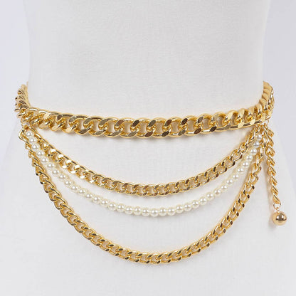 Layered Chain and Pearl Belt