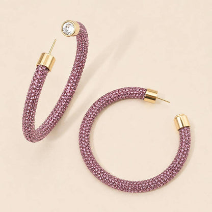 Two Tone Bling Studded Hoop Earrings