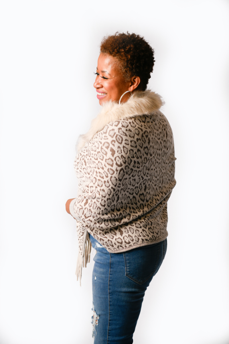 Cheetah Fur Shaw Cardigan