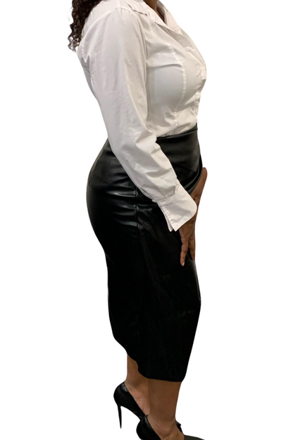 Vegan leather wrap skirt